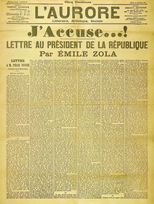 В газете «Орор» опубликовано открытое письмо Эмиля Золя «Я обвиняю…»