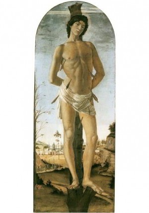 На празднике в честь святого 1474 года картина «Святой Себастьян» с большой торжественностью была размещена на одном из столбов